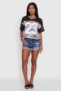 Womens 23 Lace Detail Forest Camouflage Tee, Multi,