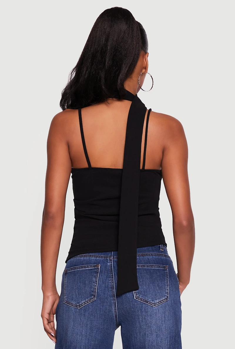 Scarf Ruched Asymmetrical Top