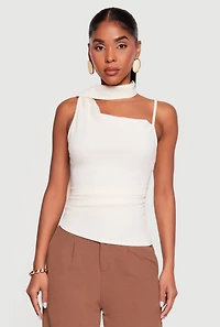 Scarf Ruched Asymmetrical Top