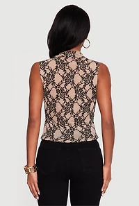 Floral Velvet Burnout Print Mock Neck Blouse