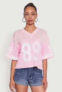 Womens 89 Graphic Boxy Football Jersey,