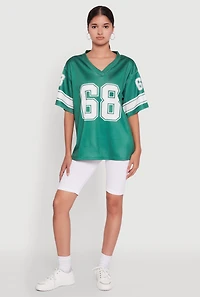Womens 68 Graphic V-Neck Football Jersey,