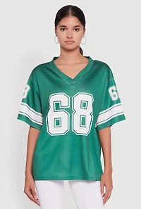 Womens 68 Graphic V-Neck Football Jersey,