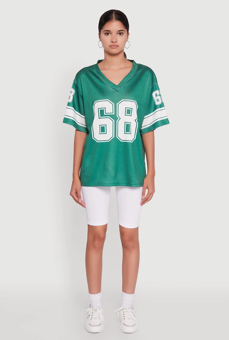 Womens 68 Graphic V-Neck Football Jersey,