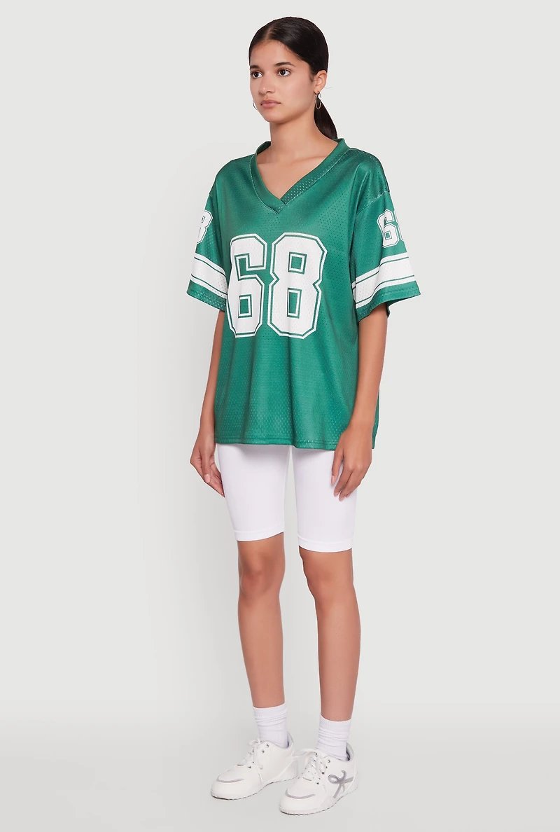 Womens 68 Graphic V-Neck Football Jersey,