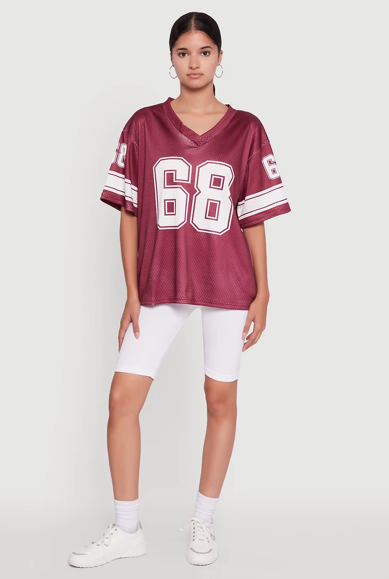 Womens 68 Graphic V-Neck Football Jersey,