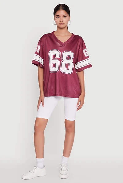 Womens 68 Graphic V-Neck Football Jersey,