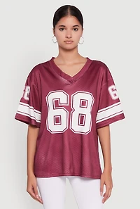 Womens 68 Graphic V-Neck Football Jersey,
