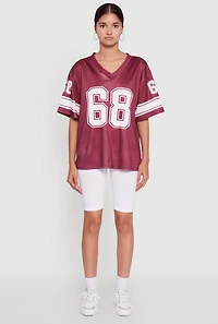Womens 68 Graphic V-Neck Football Jersey,