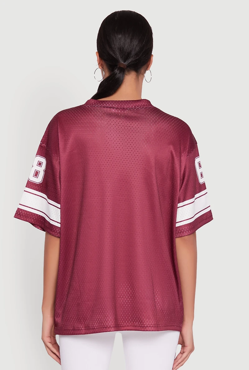 Womens 68 Graphic V-Neck Football Jersey,
