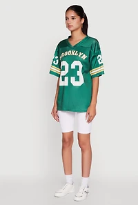 Womens Brooklyn 23 Graphic Football Jersey, Green, Size M