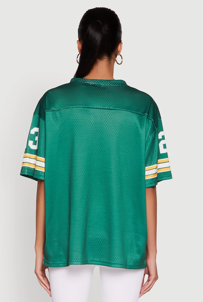 Womens Brooklyn 23 Graphic Football Jersey, Green, Size M