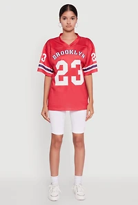 Womens Brooklyn 23 Graphic Football Jersey, Red,