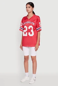 Womens Brooklyn 23 Graphic Football Jersey, Red,