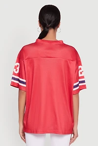 Womens Brooklyn 23 Graphic Football Jersey, Red,