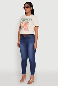 Womens Cropped Georgia Peaches Graphic Tee, Beige, Size M