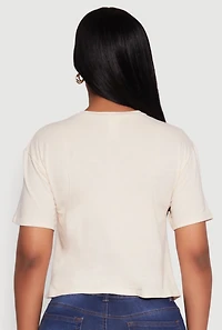 Womens Cropped Georgia Peaches Graphic Tee, Beige, Size M