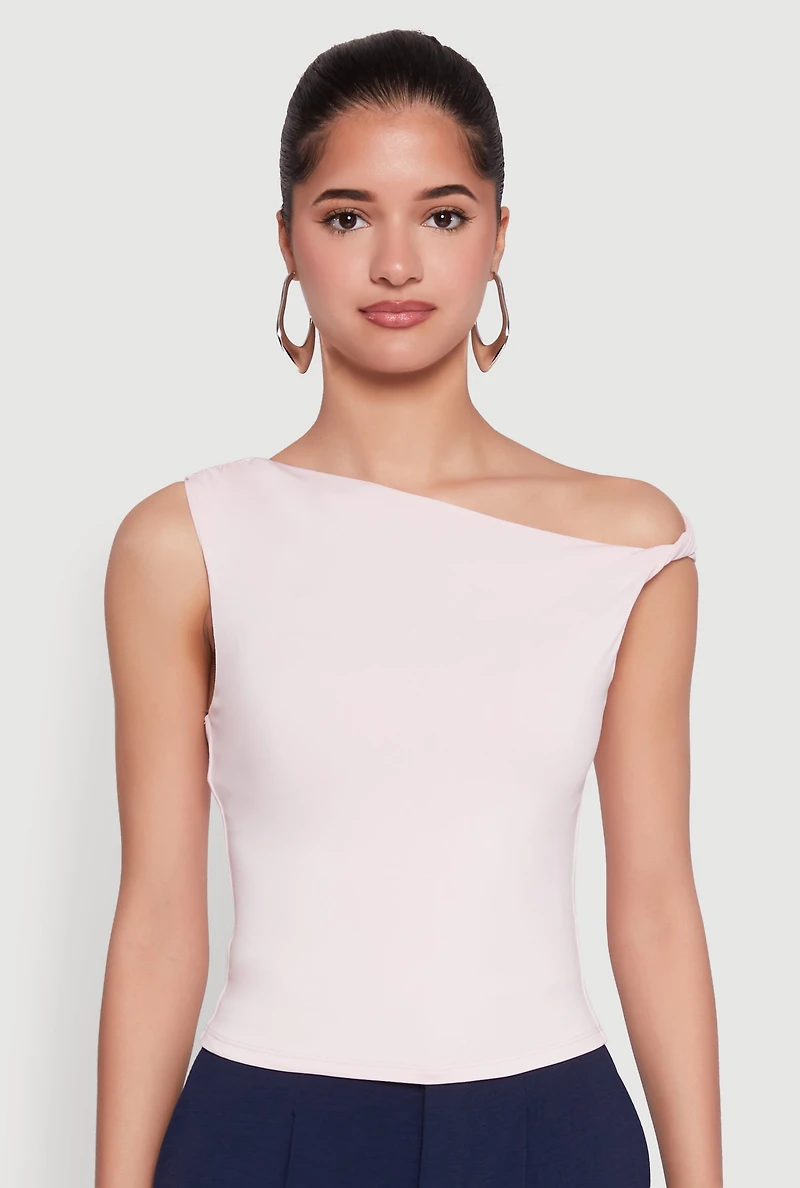 Womens Almost Famous Twist Sleeve Blouse, Pink, Size M