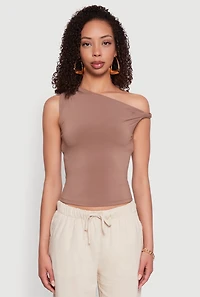Womens Almost Famous Twist Sleeve Blouse, Brown, Size XL