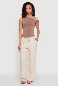 Womens Almost Famous Twist Sleeve Blouse, Brown, Size XL