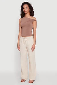 Womens Almost Famous Twist Sleeve Blouse, Brown, Size XL
