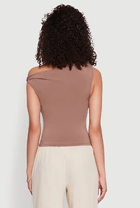 Womens Almost Famous Twist Sleeve Blouse, Brown, Size L