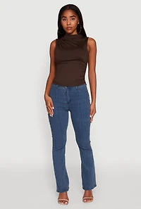 Madden Girl Sleeveless Classic Fit Solid Funnel Neck Top