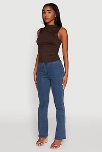 Womens Madden Girl Sleeveless Classic Fit Solid Funnel Neck Top, Brown, Size M