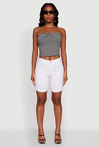 Womens Madden Girl Striped Fold Over Cropped Tube Top, Multi, Size M