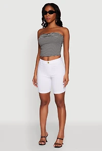 Womens Madden Girl Striped Fold Over Cropped Tube Top, Multi, Size M
