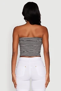 Womens Madden Girl Striped Fold Over Cropped Tube Top, Multi, Size M