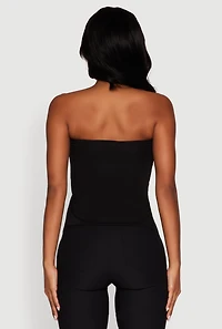 Womens Madden Girl Ruched Side Slit Tube Top, Black,