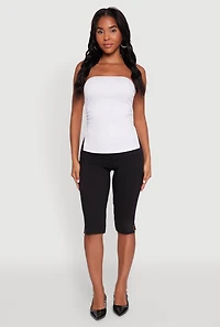 Womens Madden Girl Ruched Side Slit Tube Top, White,