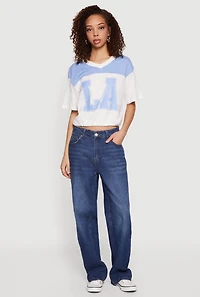 Almost Famous V-Neck Football Cropped T-Shirt