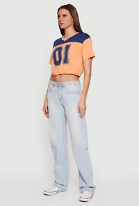 Almost Famous V-Neck Football Cropped T-Shirt