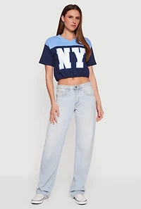 Almost Famous V-Neck Football Cropped T-Shirt