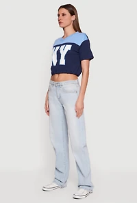 Almost Famous V-Neck Football Cropped T-Shirt