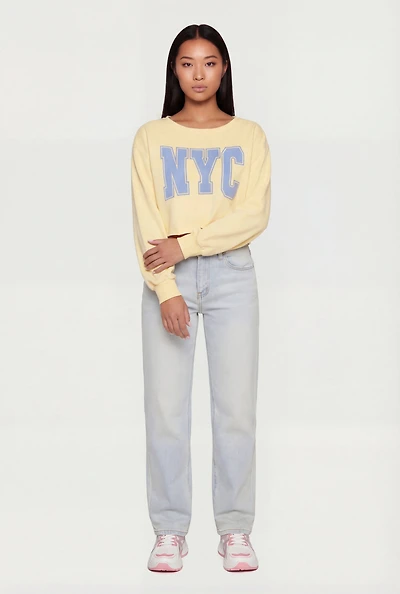 Cropped Long Sleeve Graphic Sweatshirt