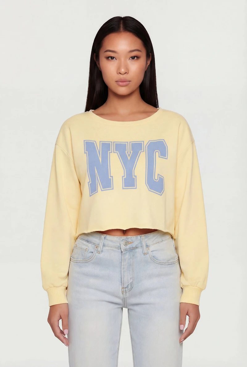 Cropped Long Sleeve Graphic Sweatshirt