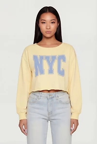 Cropped Long Sleeve Graphic Sweatshirt