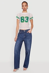 Varsity Stripe Graphic Print Lace Top