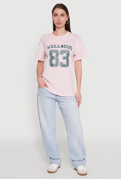 Womens Almost Famous Rhinestone Graphic T-Shirt, Pink, Size S