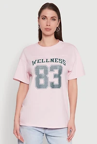 Womens Almost Famous Rhinestone Graphic T-Shirt, Pink, Size S