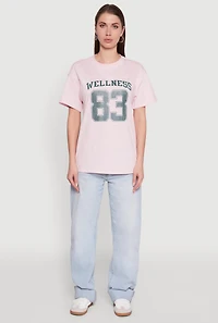 Womens Almost Famous Rhinestone Graphic T-Shirt, Pink, Size S