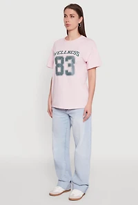 Womens Almost Famous Rhinestone Graphic T-Shirt, Pink, Size S