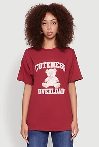 Womens Almost Famous Rhinestone Graphic T-Shirt, Burgundy, Size S