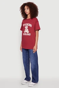 Womens Almost Famous Rhinestone Graphic T-Shirt, Burgundy, Size S