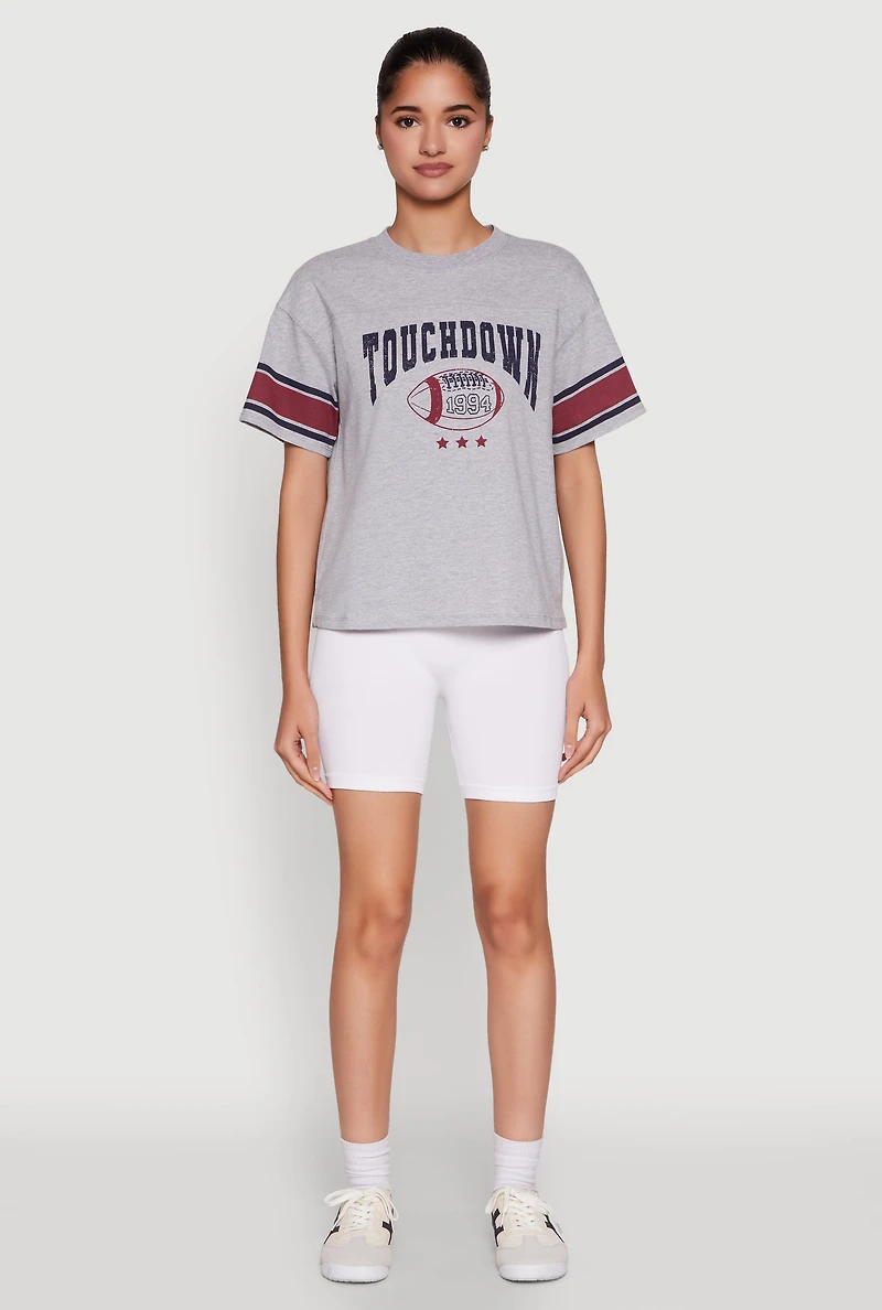 Womens Almost Famous Graphic Varsity T Shirt, Grey, Size XL