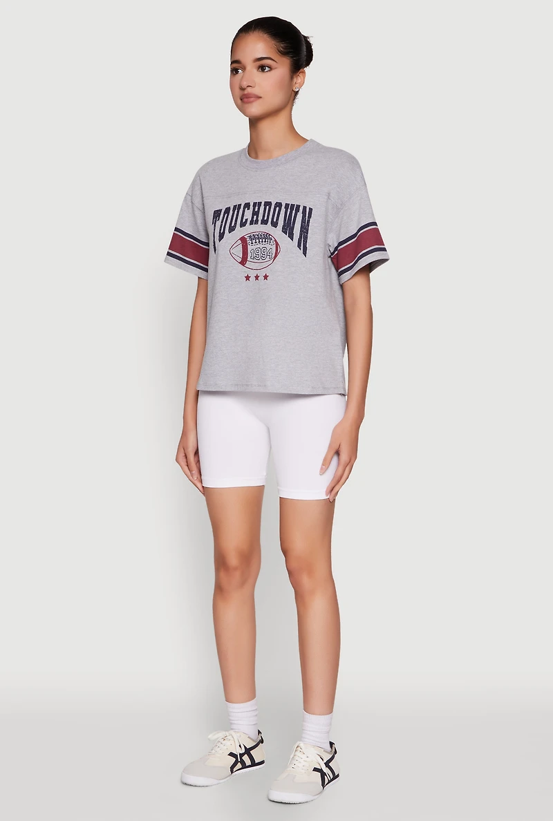 Womens Almost Famous Graphic Varsity T Shirt, Grey, Size XL