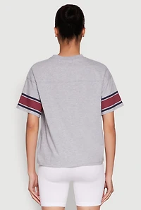 Womens Almost Famous Graphic Varsity T Shirt, Grey, Size XL